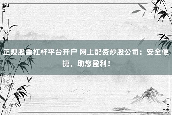 正规股票杠杆平台开户 网上配资炒股公司：安全便捷，助您盈利！